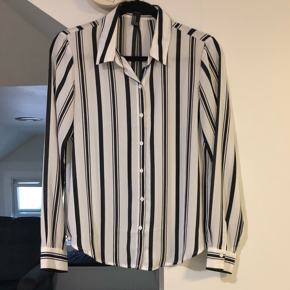 Black and white striped dress shirt.